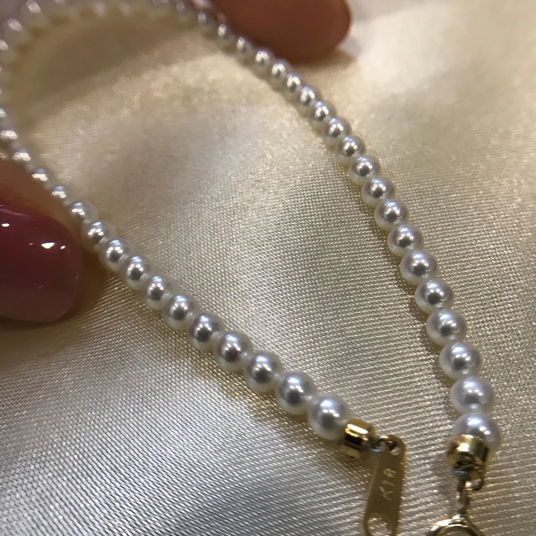 【青栀】baby满珠白色手链时尚法式简约3-4mm百搭单品18k金