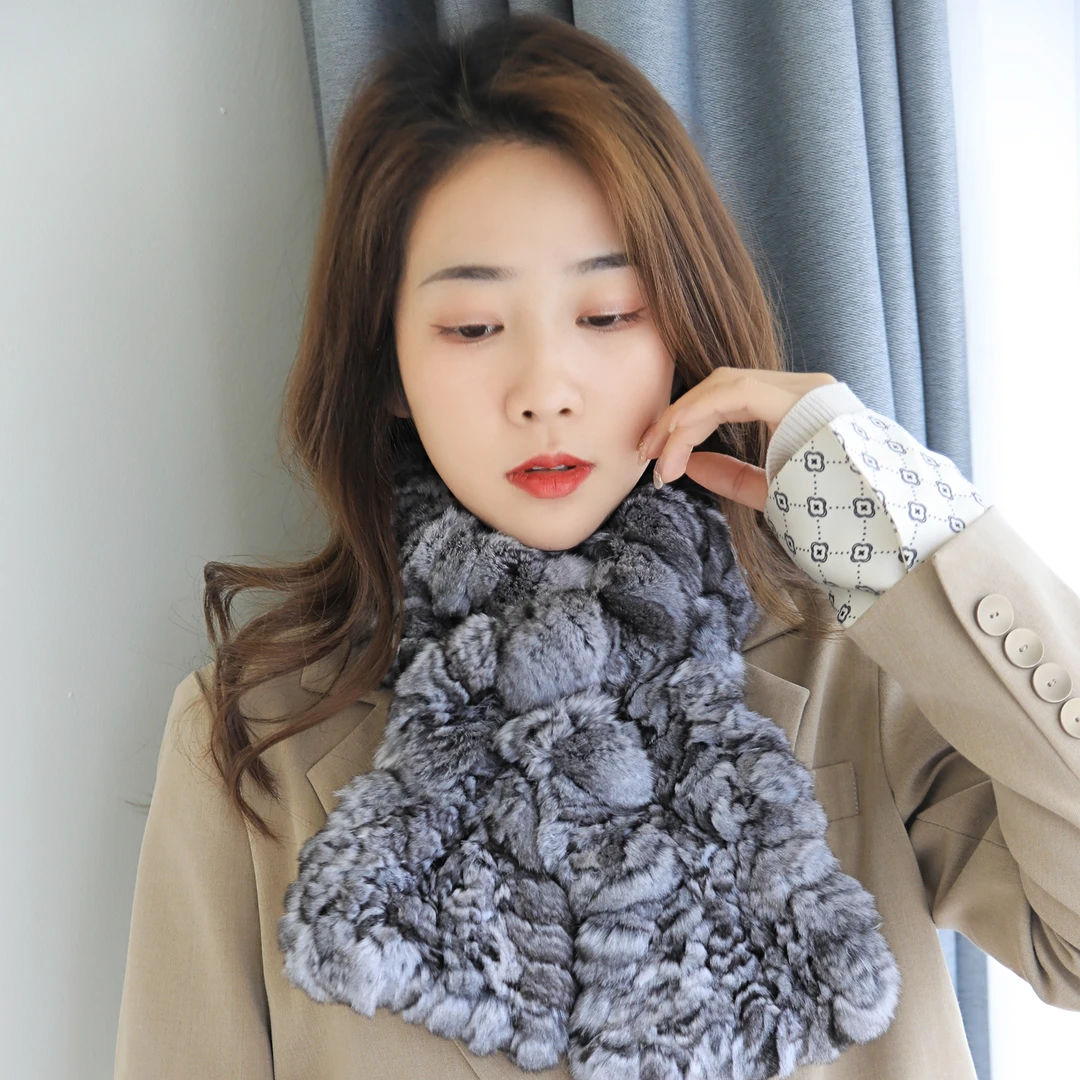 气质型 百搭款龙猫围巾 秋冬季女优雅围脖真毛毛