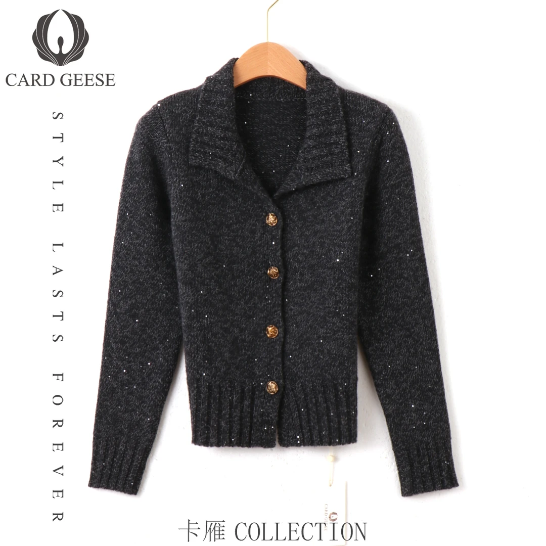 Card&Geese/卡雁【100羊毛】秋冬翻领开衫外套 MYJ-24M1020-W2179A