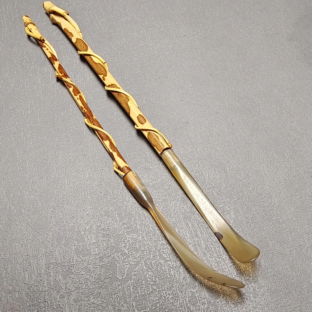 天然绕枝梅妃竹牛角茶拨