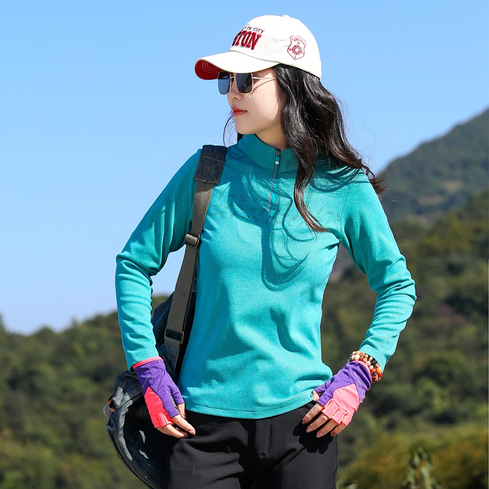 户外运动弹力加厚保暖速干衣女上衣长袖T恤女修身显瘦衣防静电冬