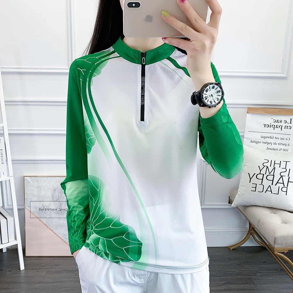 户外冰丝速干衣女长袖T恤轻薄弹力防晒透气运动跑步徒步快干衣女