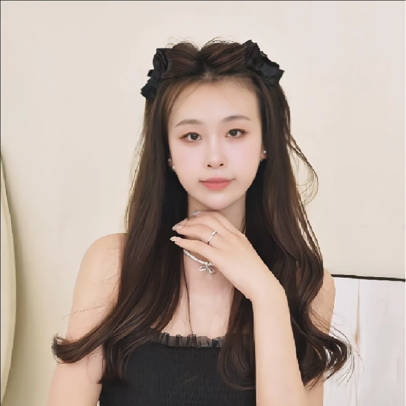 网红新款发卡蓬松高颅顶黑色蝴蝶结公主气质抓夹小号女刘海侧边夹