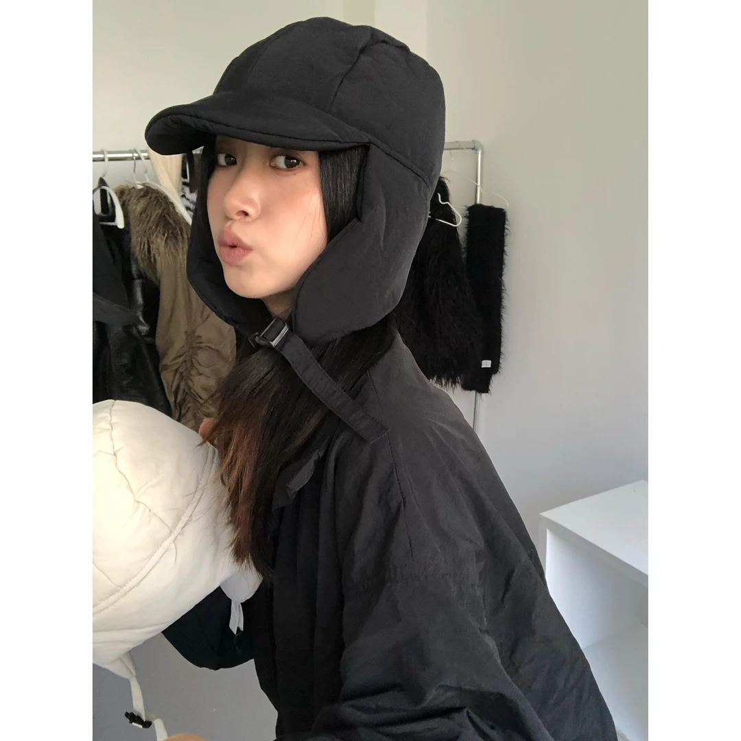 甜酷ins加棉加绒雷锋帽子女冬天护耳潮保暖鸭舌帽骑车棉帽飞行帽