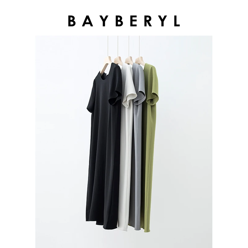 BAYBERYL老贝空气三醋Row直筒宽松圆领连衣裙DR2B2322