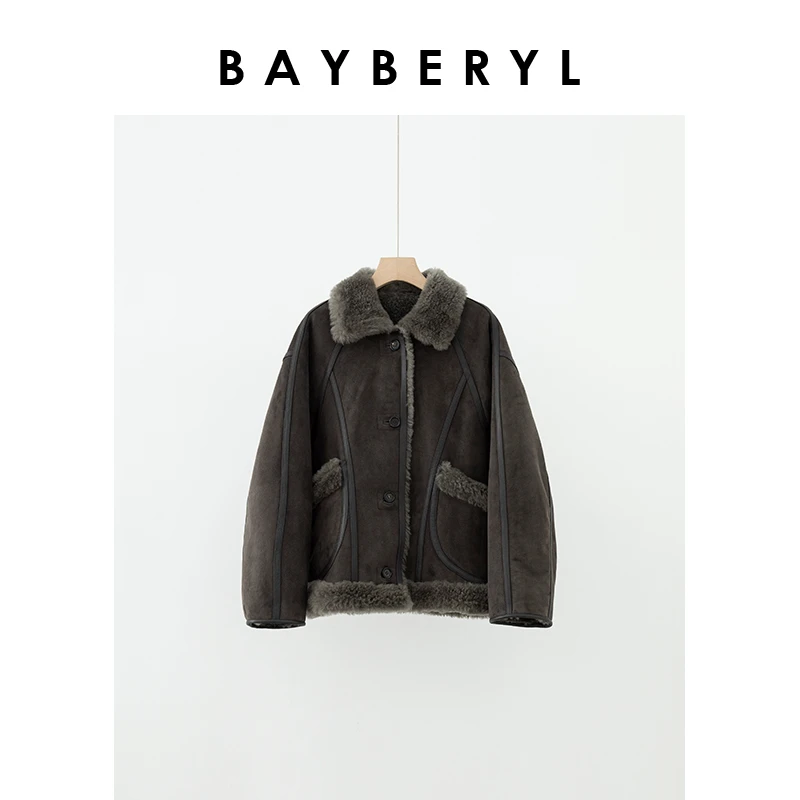 BAYBERYL老贝小乌托邦*毛领插肩袖皮毛一体外套PY4G0907-9/28