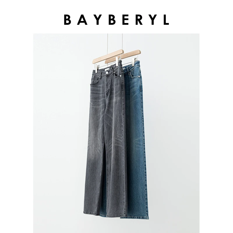 BAYBERYL老贝查理CE水洗直筒百搭复古高腰棉牛仔裤NZK3F2905