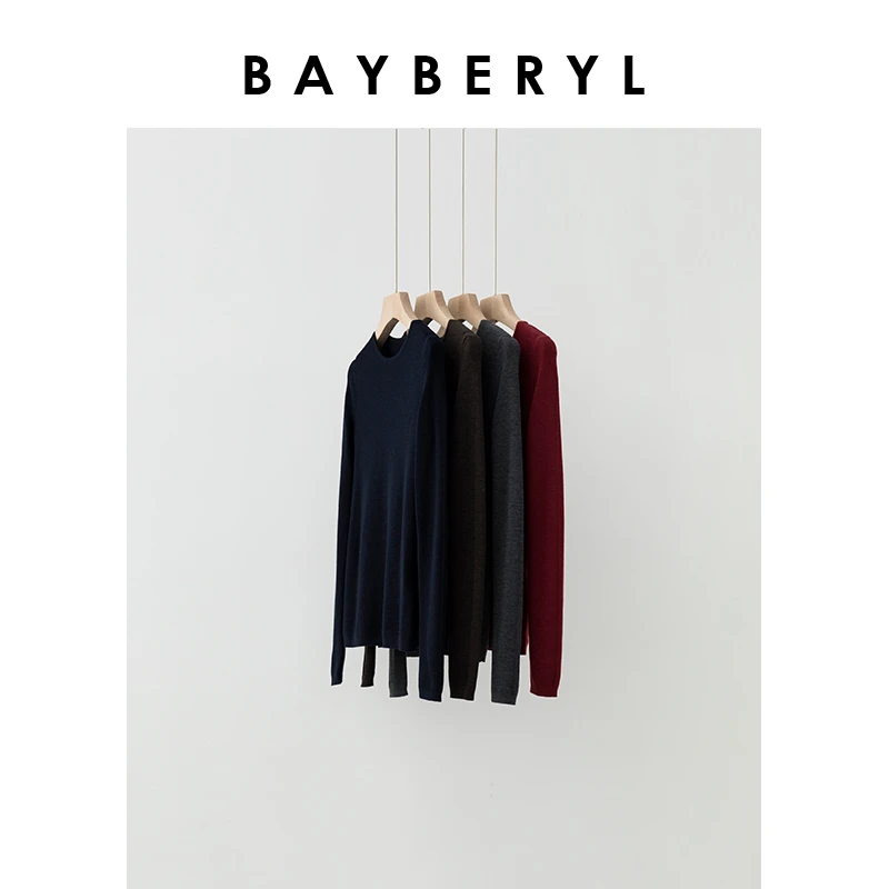 BAYBERYL老贝百露华*细腻修身打底圆领百搭针织衫ZZS4I2915-10/19