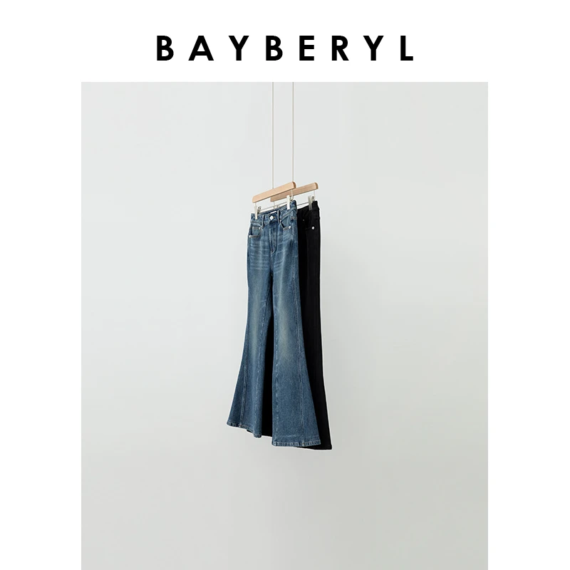 SPH-BAYBERYL老贝加绒微喇*显瘦侧缝水洗百搭冬牛仔裤NZK4J1202