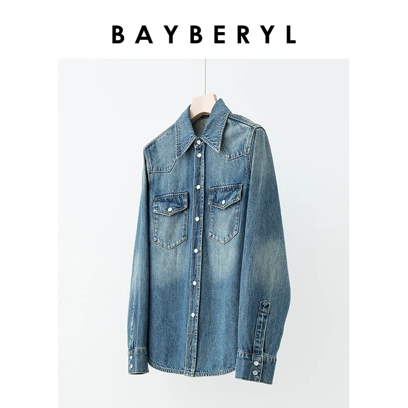 SPH-BAYBERYL老贝美式水洗单排扣休闲牛仔衬衫NCY3G1901