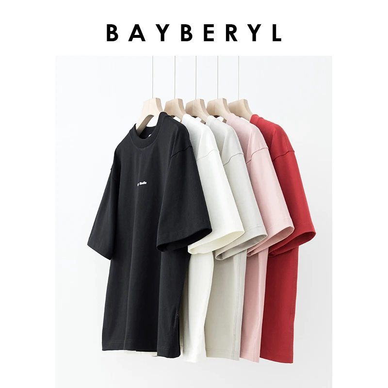 Z6-BAYBERYL老贝BAY字母圆领宽松百搭纯色24春夏棉T恤NT4A0301