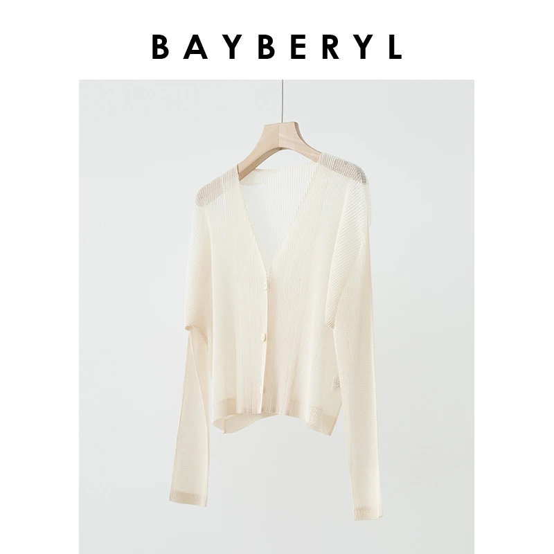 Z5-BAYBERYL老贝小孔压褶艺术肌理单排扣开针织衫NCY3F2122