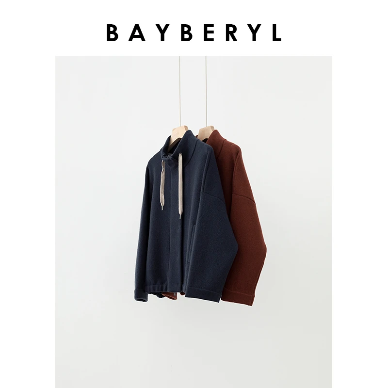 BAYBERYL老贝1+1*钉珠抽绳针织立领松紧厚秋冬外套MF4E3125-9/22