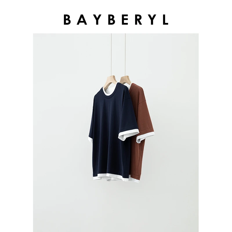 Z6-BAYBERYL老贝假两件拼色圆领夏宽松短袖T恤NT4G1021-7/30