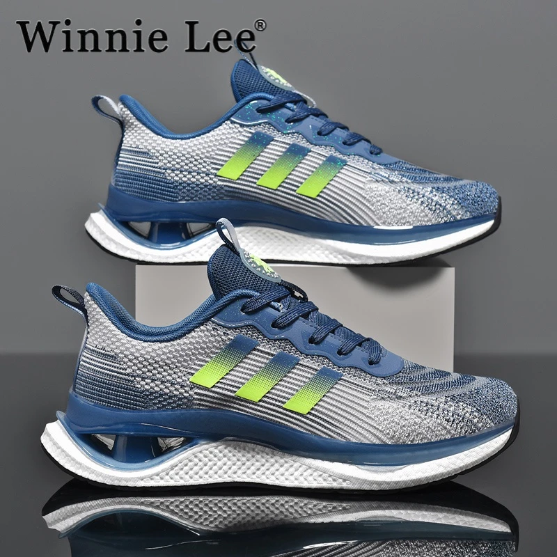 WINNIE LEE休闲男鞋高品质男鞋夏季透气薄款飞织青少年运动网面鞋