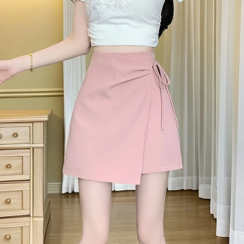 西装褶皱半身裙夏季2025新款高腰显瘦A字裙遮肉包臀甜美百搭短裙