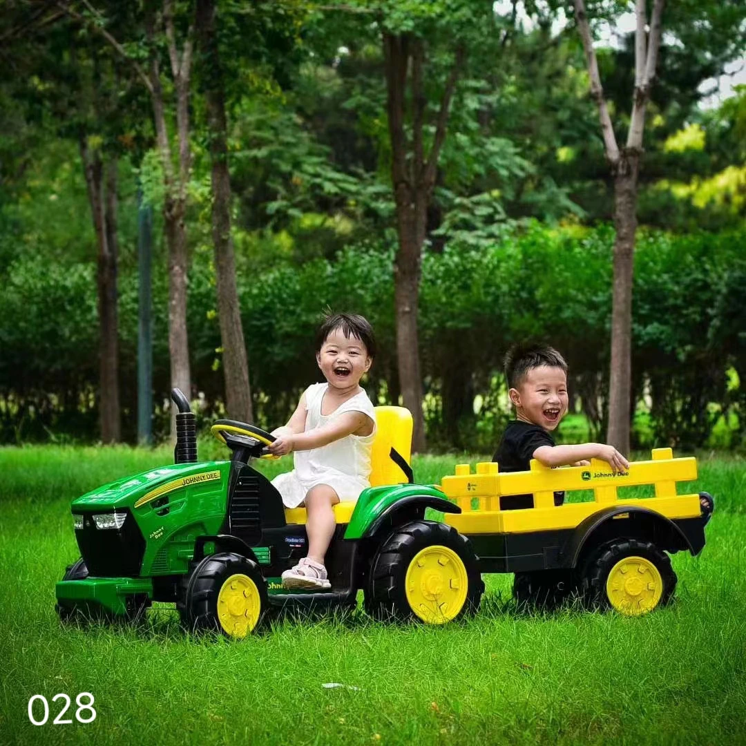 网红儿童拖拉机电动玩具车可坐人带斗音乐宝宝遥控双人汽车超大号