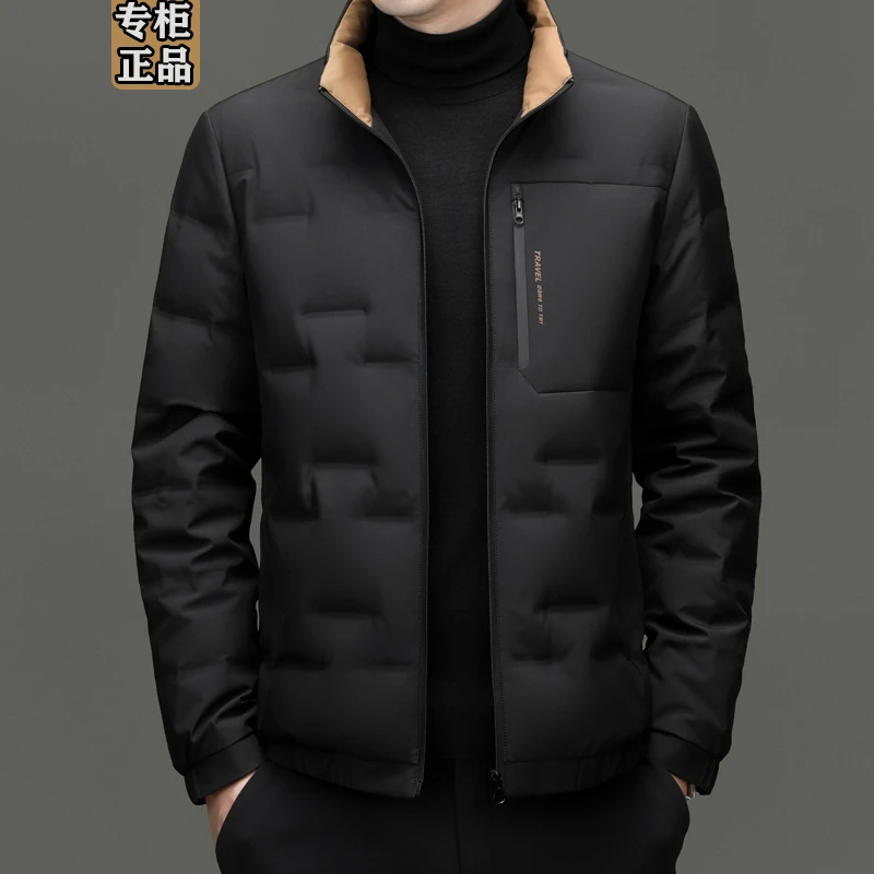 【专柜正品】冬季男装韩版立领轻薄羽绒服新款中年休闲保暖鸭绒外套