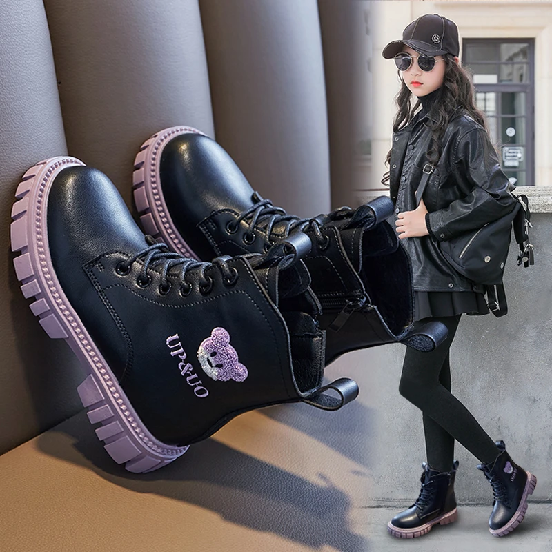 女童马丁靴2025新款中大童秋季加绒加厚短靴女孩秋冬款儿童靴子