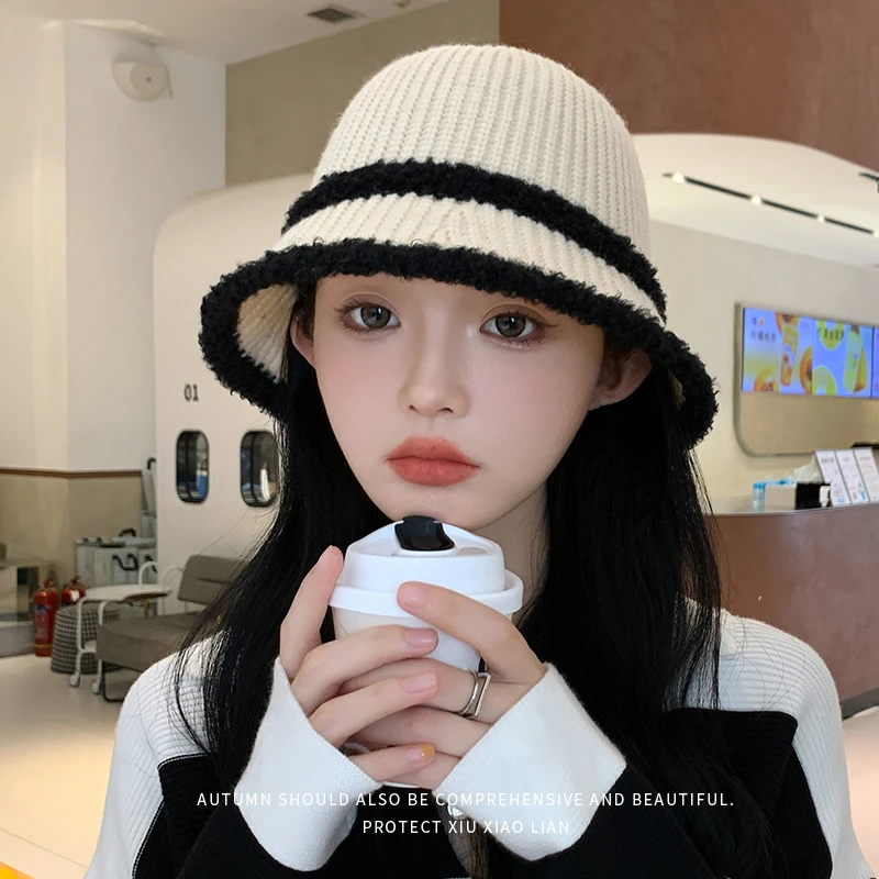 帽子女秋冬时尚百搭盆帽2023新款显脸小渔夫帽潮冬季保暖洋气盆帽