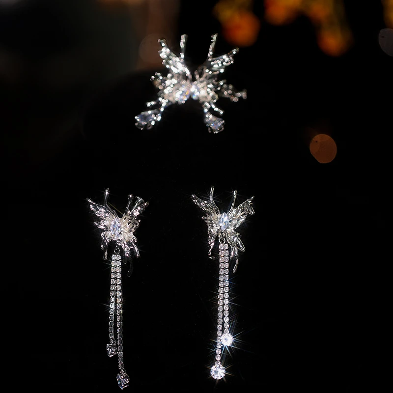 合金婚庆饰品 时尚超仙设计师精致梦幻甜美847锆石蝴蝶耳骨夹耳夹