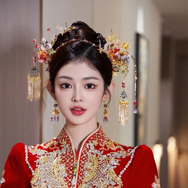 合金婚庆饰品 新娘头饰中式2024新款古典古风秀禾服结婚发饰MYQ01