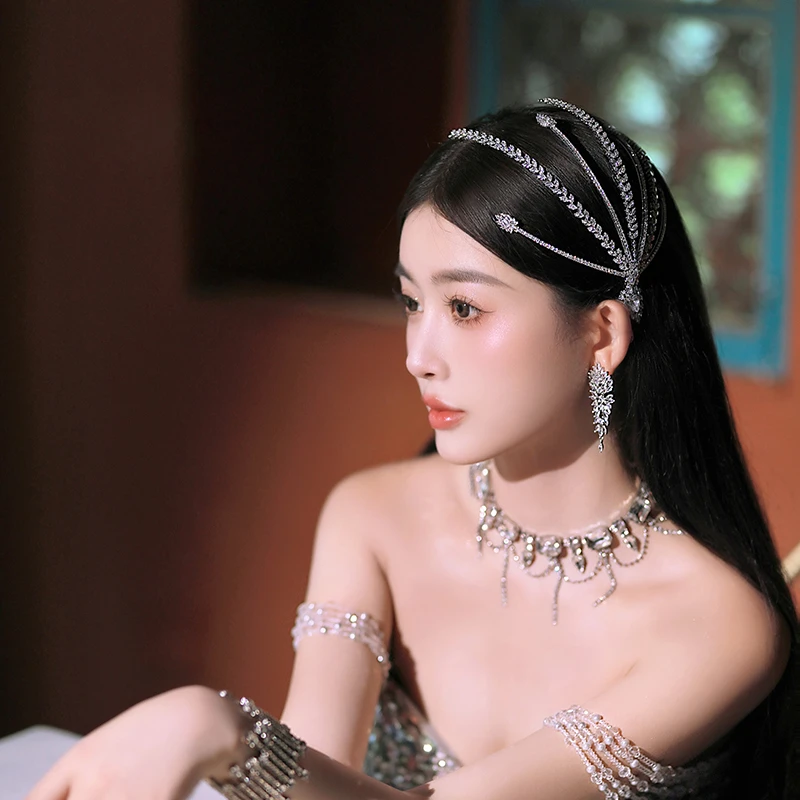 合金合成锆石婚庆饰品 0621韩式超仙大气锆石发箍时尚拍照发饰品