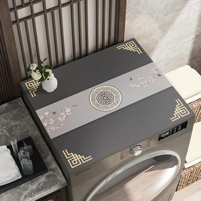 中式洗衣机盖垫硅藻泥吸水防滑垫冰箱防尘盖布台面保护垫床头柜垫