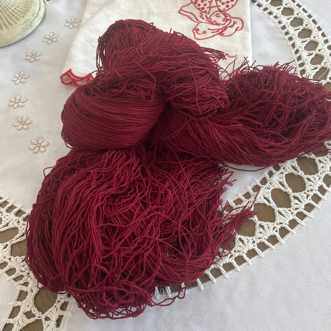 古法染色棉线手工缝线酒红色手工线20根（长130左右）（会掉色）