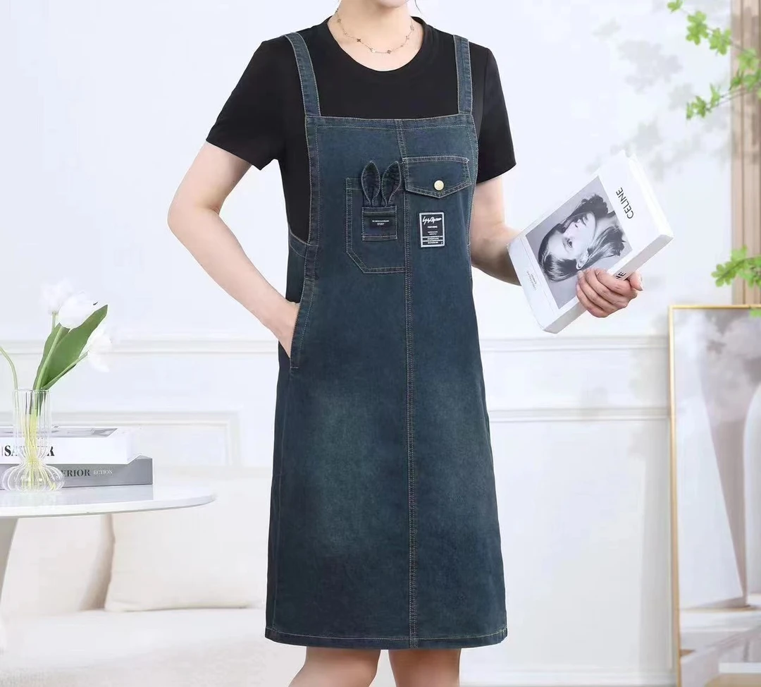 假两件背带裙2024新款夏季女质感高级女装显瘦遮肉牛仔连衣裙