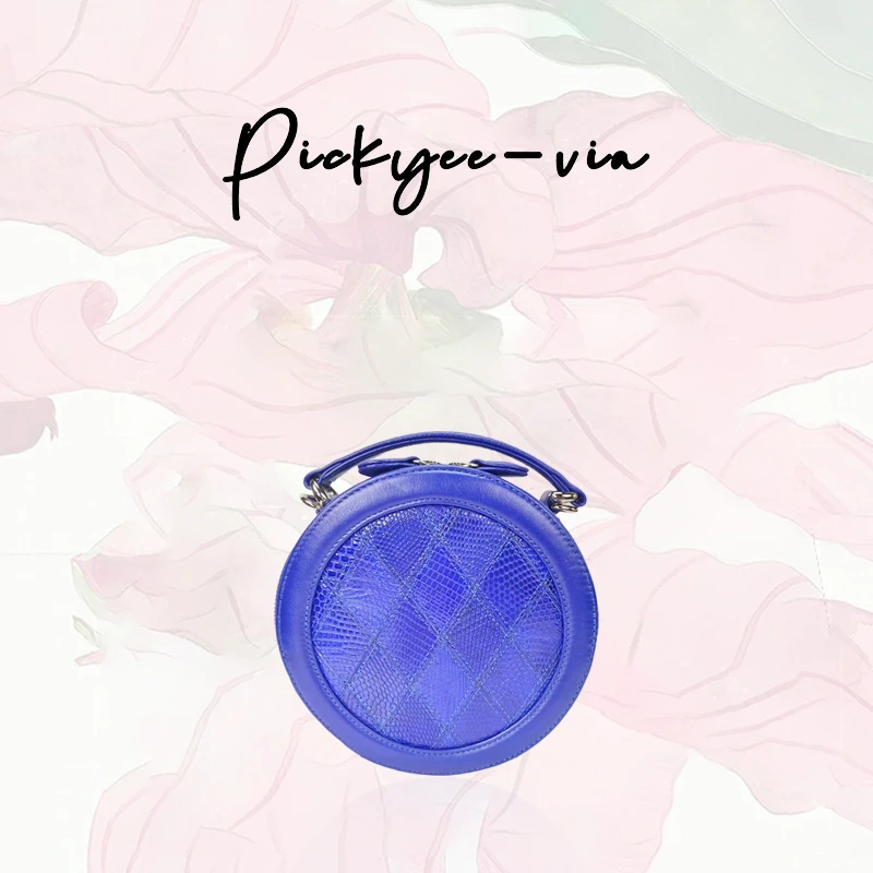 pickyee-via【A031】  进口蜥蜴皮拼牛皮高奢复古合单肩手提女包