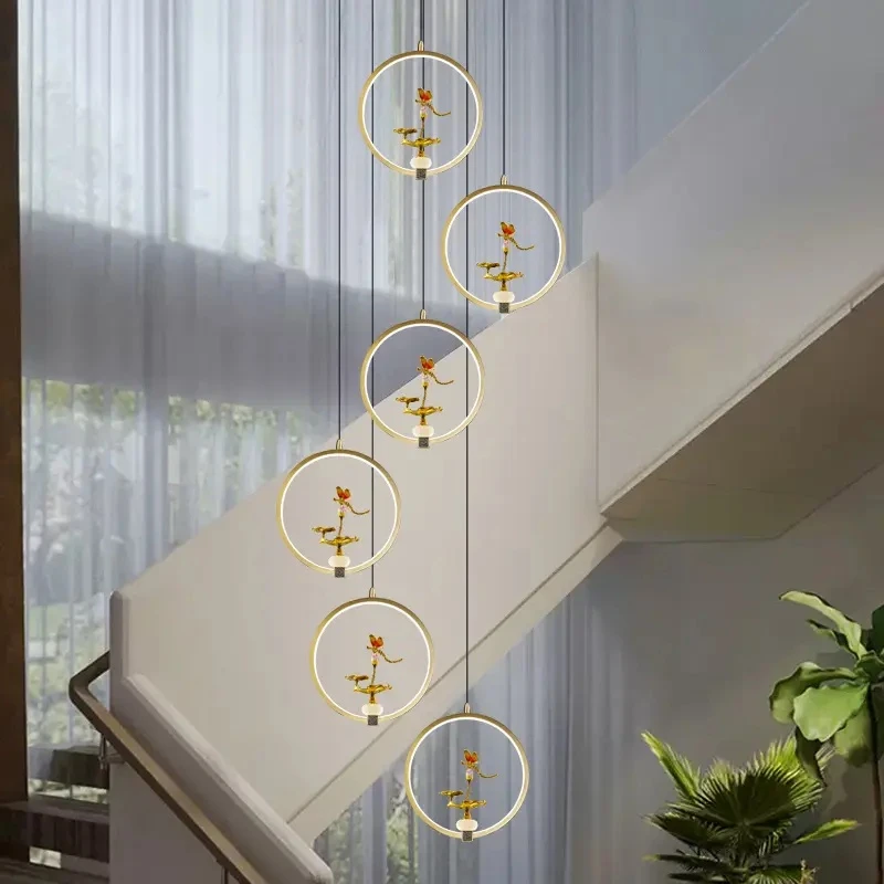 新中式全铜吊灯走廊吧台单头小吊餐厅茶室楼梯间入户玄关全铜灯具