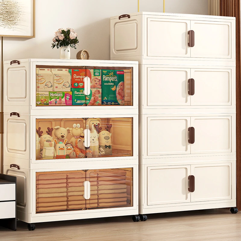 85面宽折叠移动收纳柜衣柜免安装零食玩具柜客厅大容量收纳储物柜