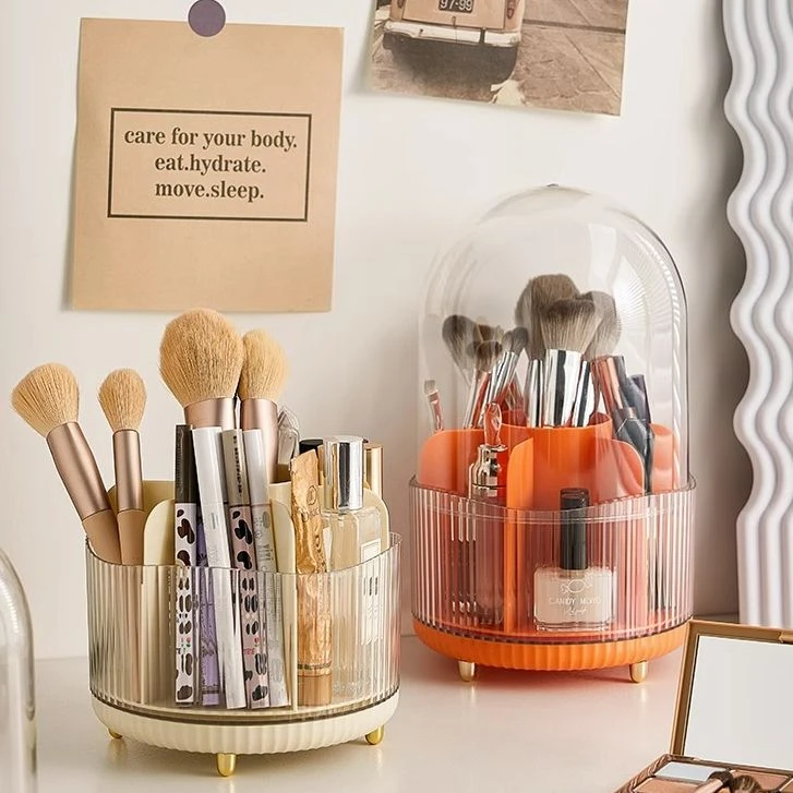 旋转化妆刷收纳筒分格桌面眉笔眼影桶化妆品口红笔筒收纳盒