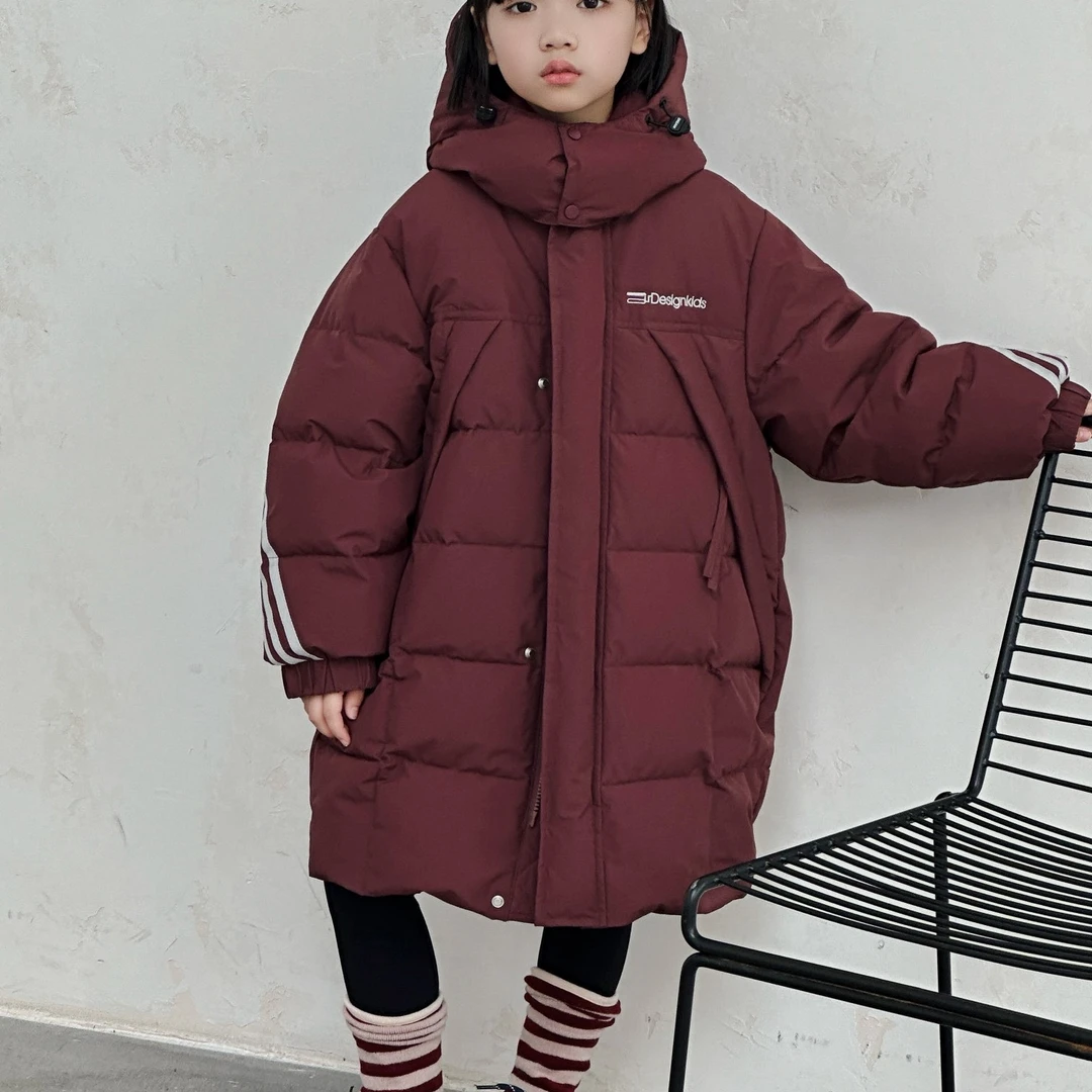 韩 2024【X】11月25日 男童女童时尚红色连帽羽绒服6023-