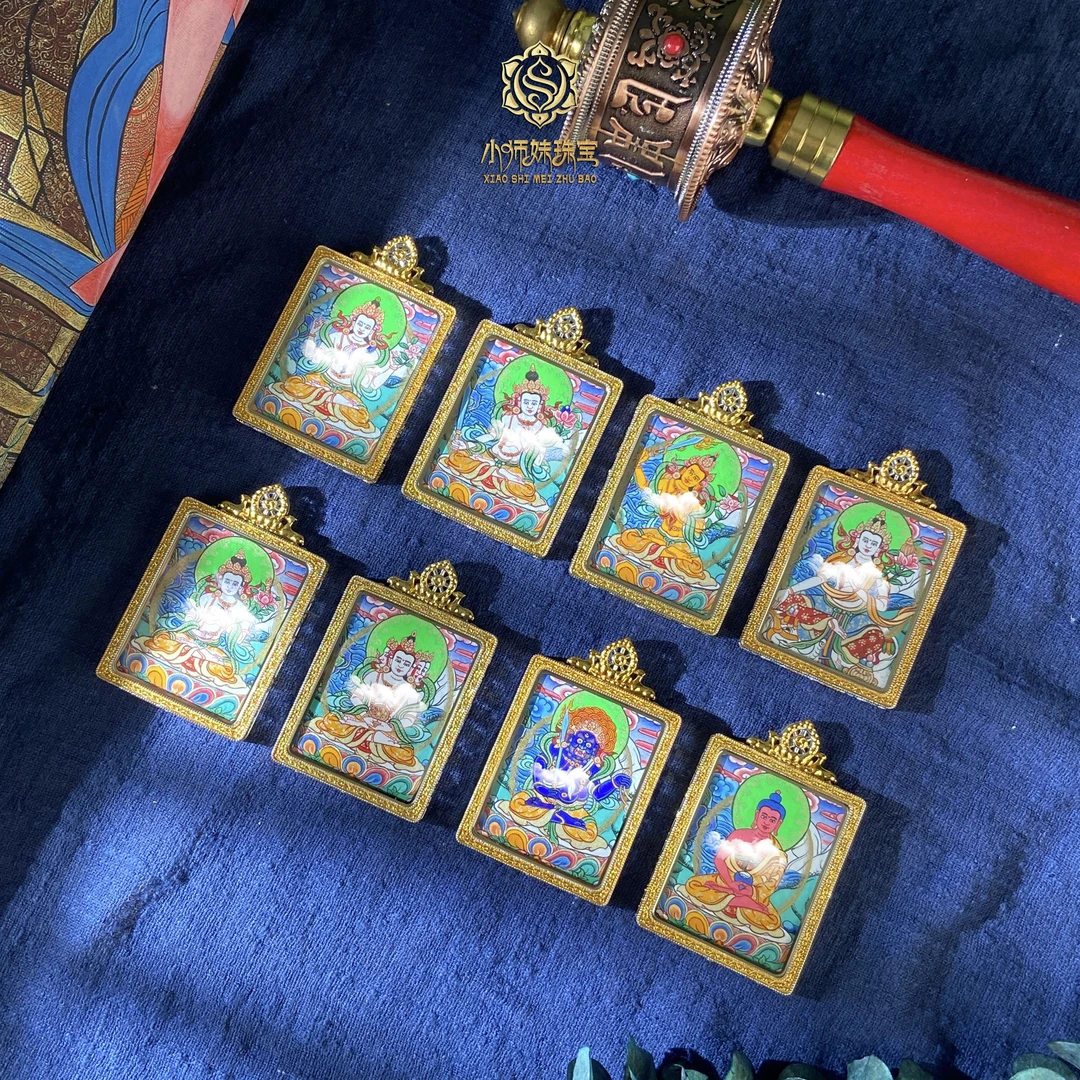 吊坠925银 扶摇臻选|925银绿双鹿听经法Y方牌卡卡吊坠多样性发一