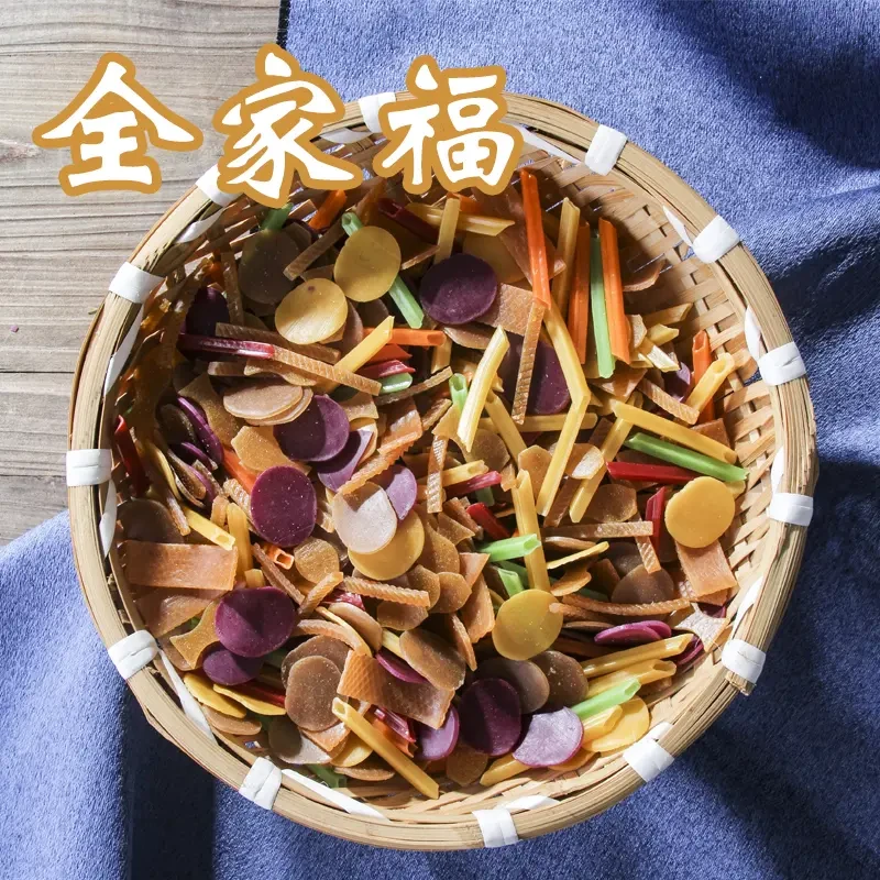 多彩果蔬自炸虾片全家福虾片薯片薯条混装休闲小零食半成品