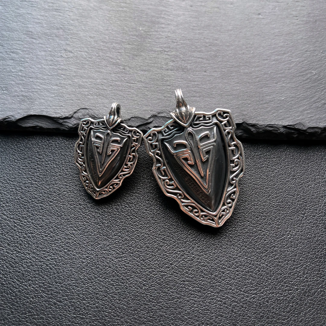 吊坠925银 护身盾牌吊坠D40124 手工时尚百搭小众个性做旧素款