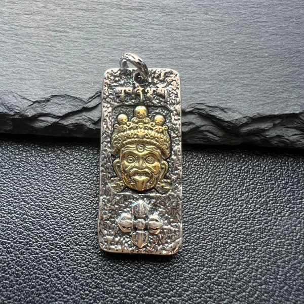 吊坠925银 锤纹扎基拉姆吊坠 男士手工时尚复古双面实心挂坠素款