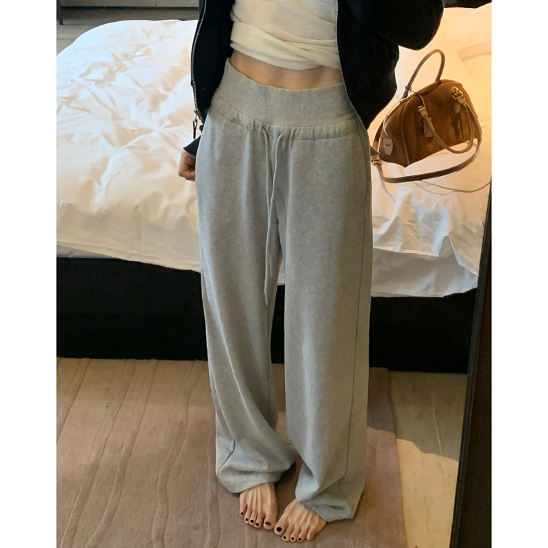 留下 1992 本期必入 好穿哭的宽腰加绒卫裤女设计感慵懒直筒裤女