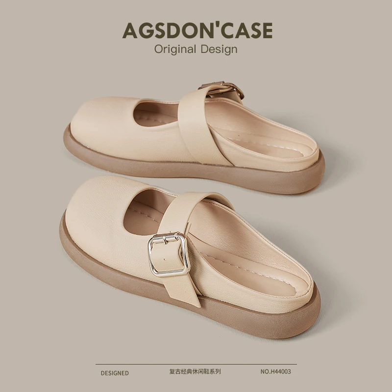 奥古狮登包头半拖鞋女2025新款夏季外穿配裙子单鞋一脚蹬孕妇凉拖