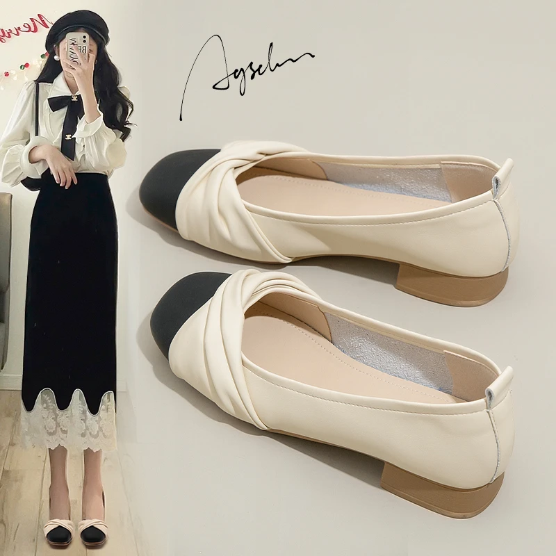 奥古狮登玛丽珍女鞋2025新款春秋百搭浅口单鞋法式温柔气质小皮鞋