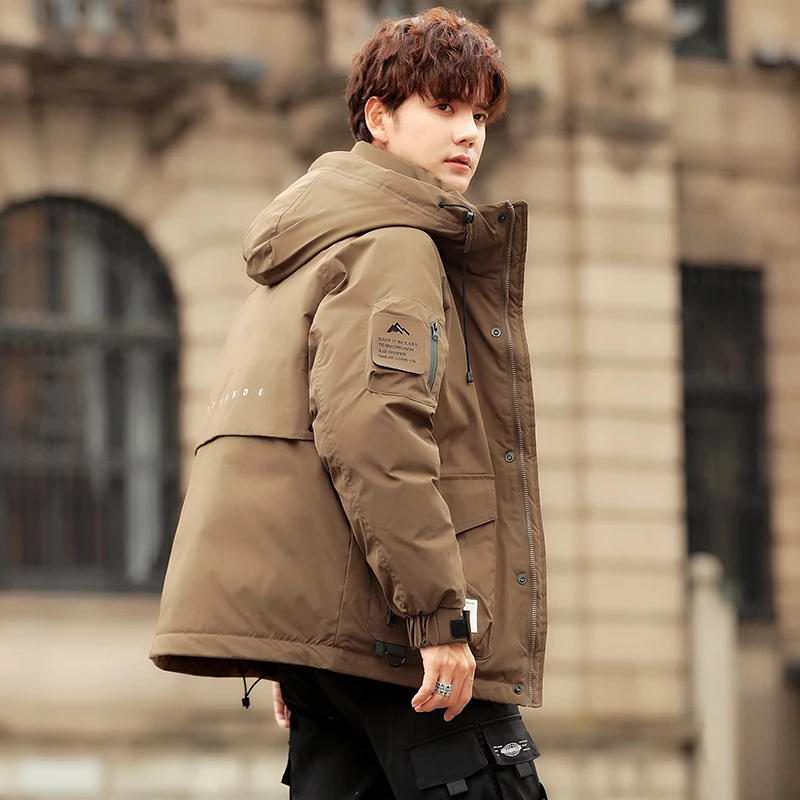 埃洛菲尔工装羽绒服男士冬季新款潮牌高端连帽冲锋衣内胆加厚外套