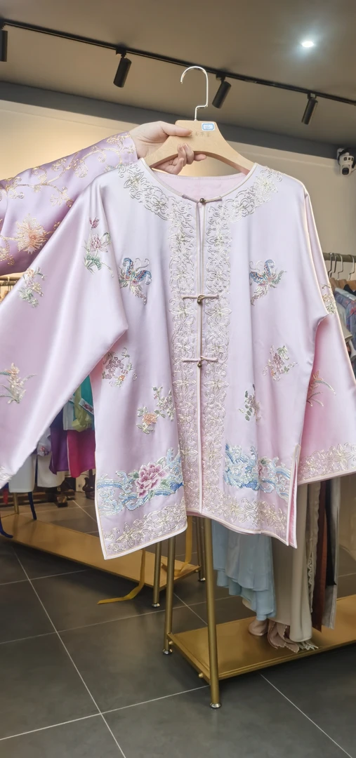 姑苏夫人新款粉色桑蚕丝盘金绣手绣上衣国风显白气质新中式苏绣