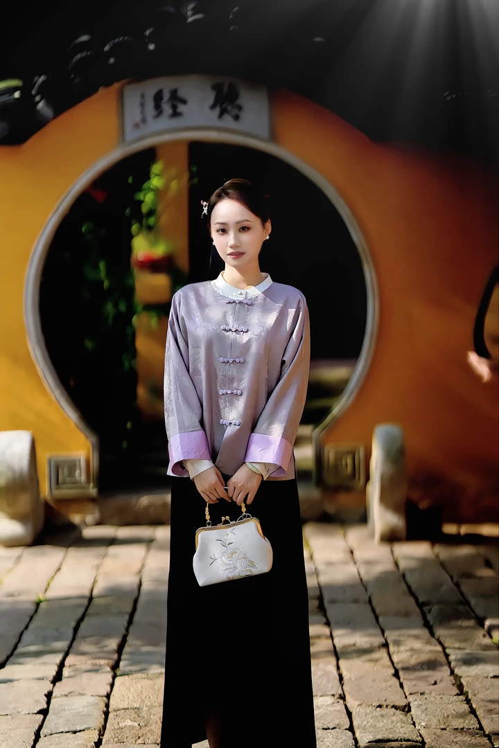 姑苏夫人紫色新款上衣国风显摆气质新中式真丝外套