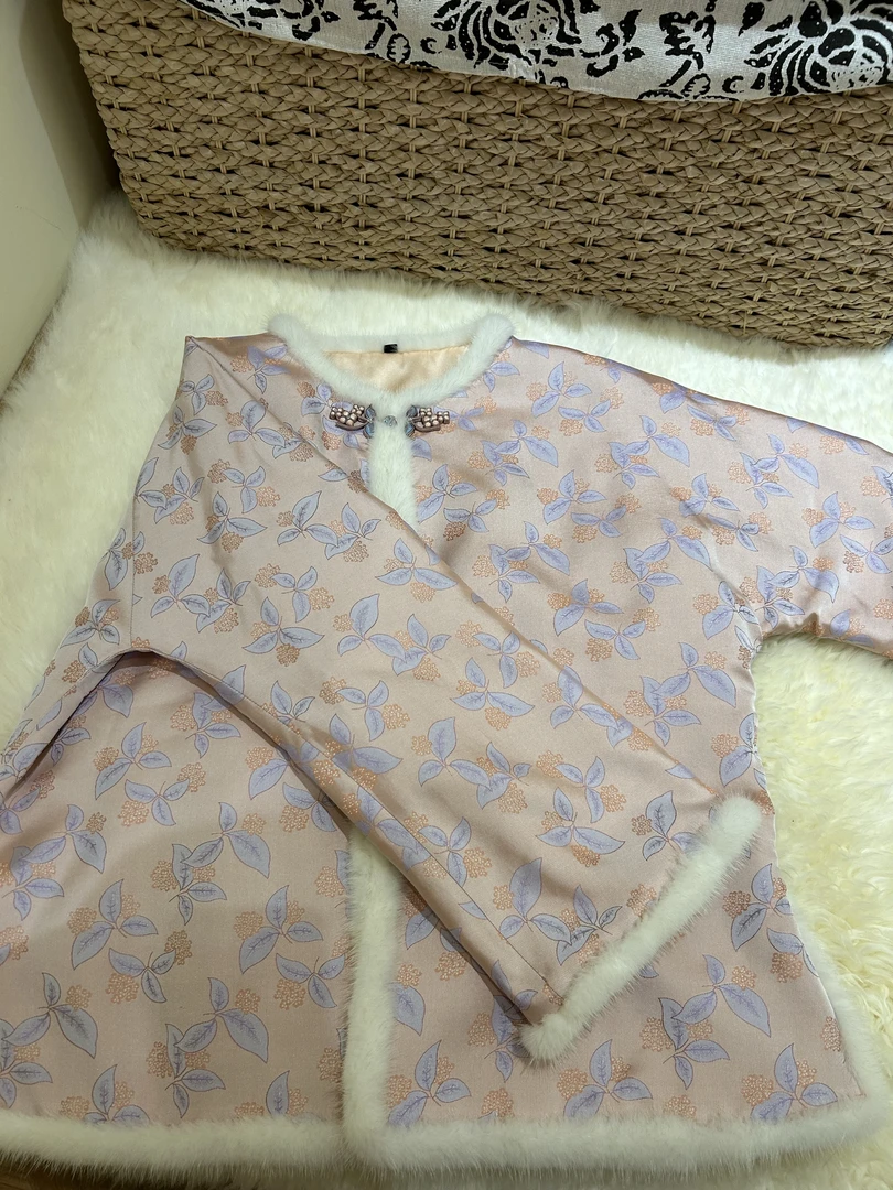 姑苏夫人国风桑蚕丝桂花宋锦新中式外套高端定制款年服上衣水貂毛