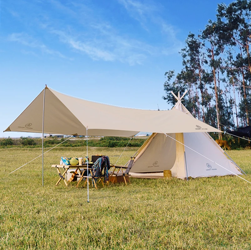 印第安金字塔户外帐篷加厚棉布露营活动精致摆件防雨防晒连接天幕
