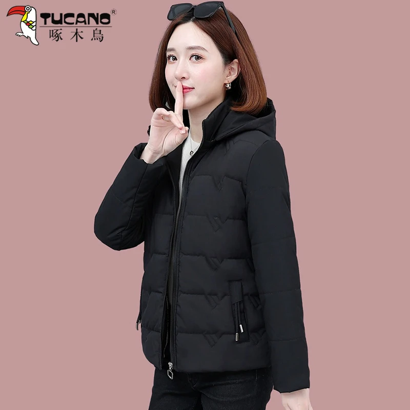 【官方品牌】啄木鳥加绒内胆棉衣女冬季2024年休闲加厚保暖棉服外套
