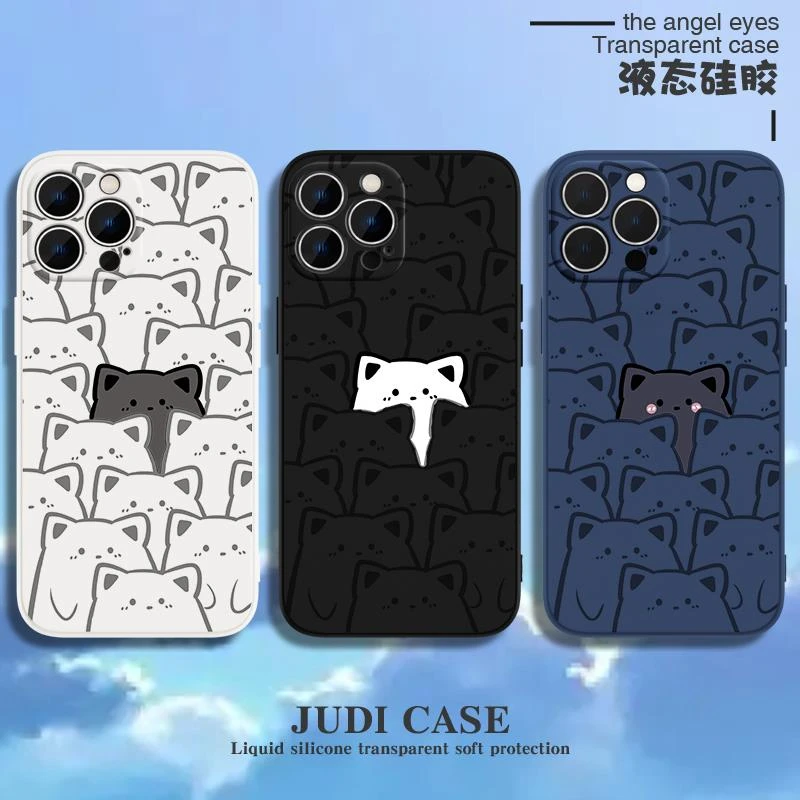 可爱小猫咪苹果15手机保护壳iphone14promax适用15女15mini男15黑