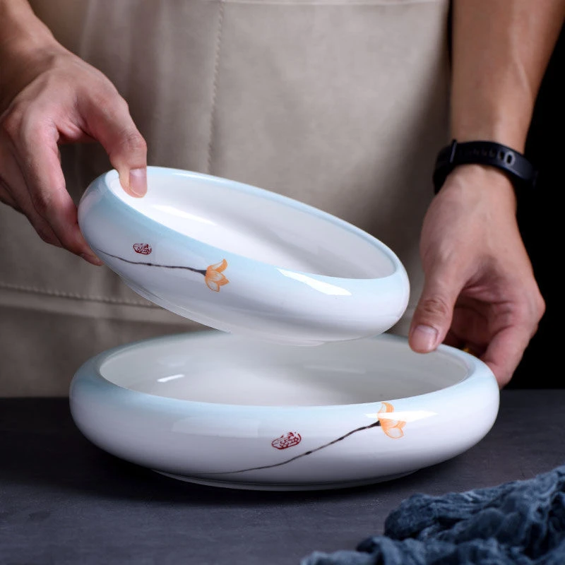 陶瓷湘菜碗高档菜盘会所餐具客家菜浅碗冷菜碟小炒瓷碟沙拉碗小吃